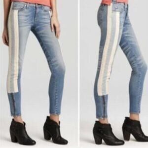 Rag & Bone Skinny Racer Relay Ankle Zip Jeans Relay Mid Rise Crop Womens Size 24